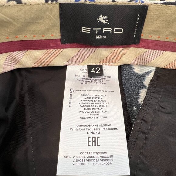 ETRO BLACK FLORAL VISCOSE PANTS SIZE IT 42 / US 8 NWOTS! - Picture 16 of 16